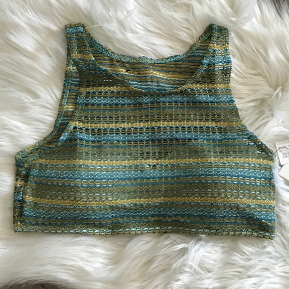 VOLCOM Wildly Bare High Neck Mesh Crop Bikini Top - Picture 4 of 8